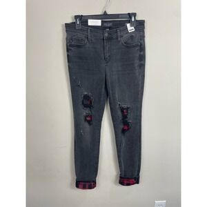 Judy Blue Skinny Jeans 7/28 Mid-Rise Red Plaid Patch #JB82191BK NWT Gray Denim